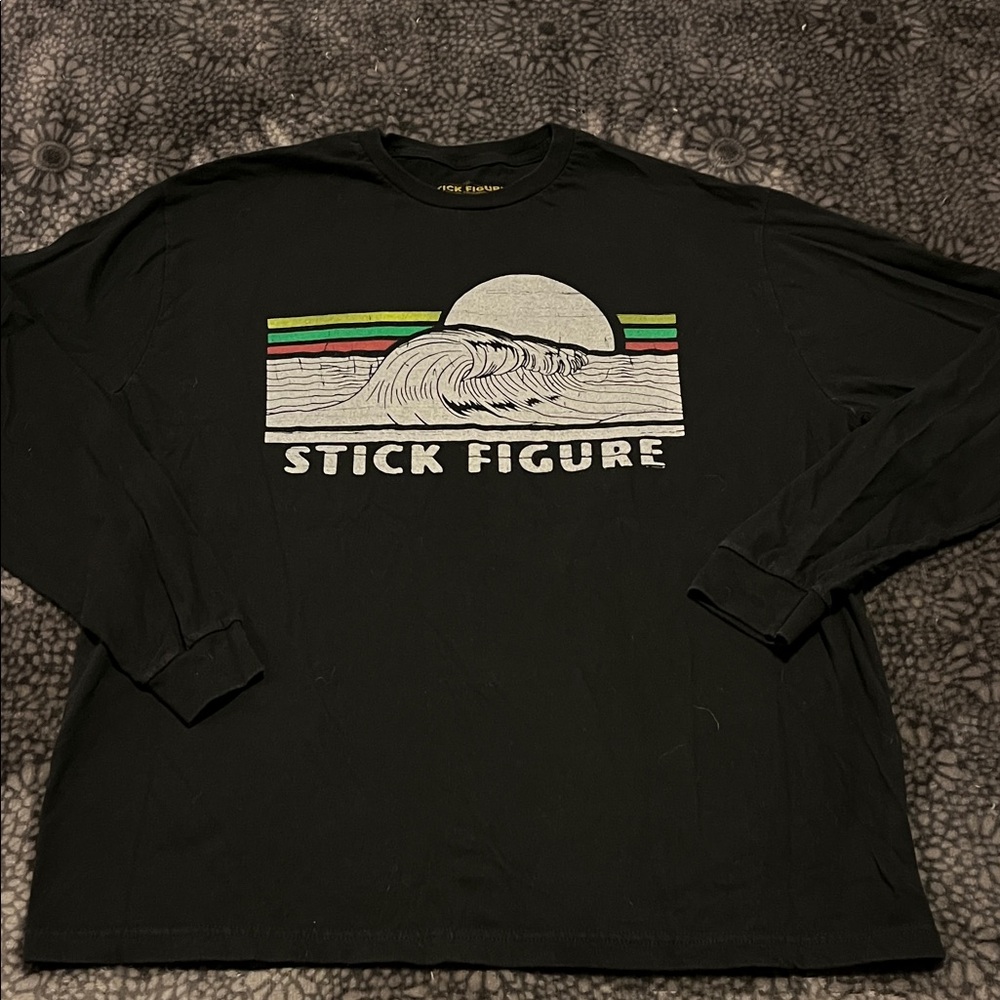 Next Level Apparel Black Stick Figure Graphic Long Sleeve Shirt